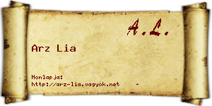 Arz Lia névjegykártya